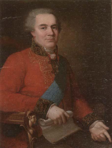  Portrait of a nobleman,half-length,seated,wearing a red tunic and the badge,star and sash of the order of the white eagle of poland